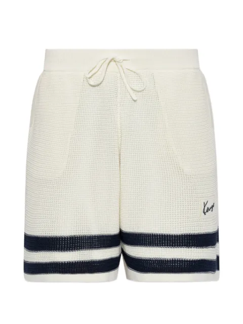 Kenzo stripe-trim decorative-weave shorts Neutrals FG65PA8003EH