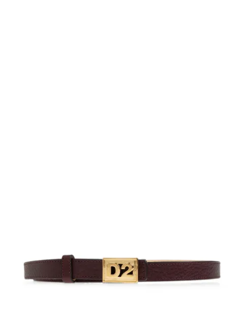 DSQUARED2 logo-plaque pebbled leather belt Red BEW047629100001