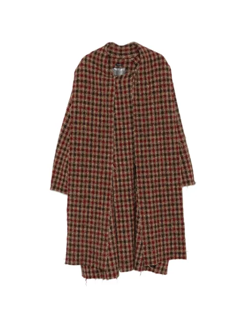 R13 check-pattern double-breasted coat Brown R13WR711R879A