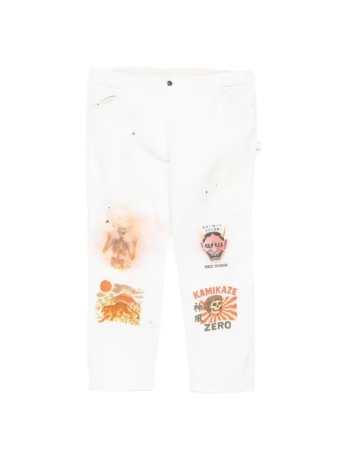 Melt graphic-print carpenter jeans White MSCARPENT5011
