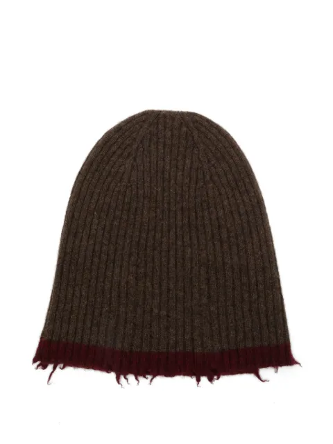 Uma Wang ribbed frayed-edge beanie hat Brown UK0051WS