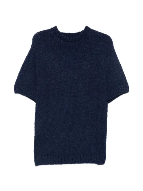Arte Antwerp logo-intarsia short-sleeve sweater Blue SS26176K
