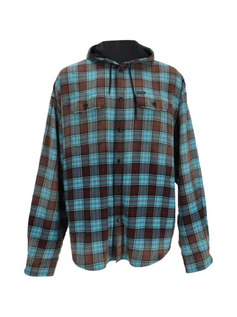 Balenciaga Pre-Owned bleached plaid shirt jacket Blue BAPUITCL750185M