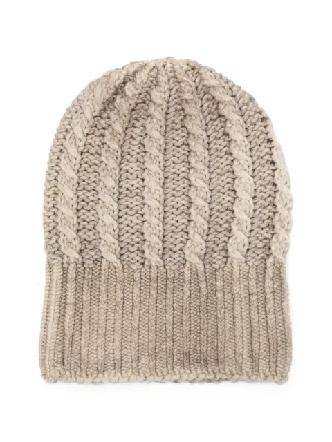 Avant Toi cable-knit ribbed beanie hat Neutrals 226WA1044CASVH
