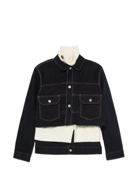 sacai layered-design raw-cut jacket Blue 2608589
