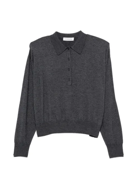 The Frankie Shop padded-shoulder polo top Grey POFS21111103