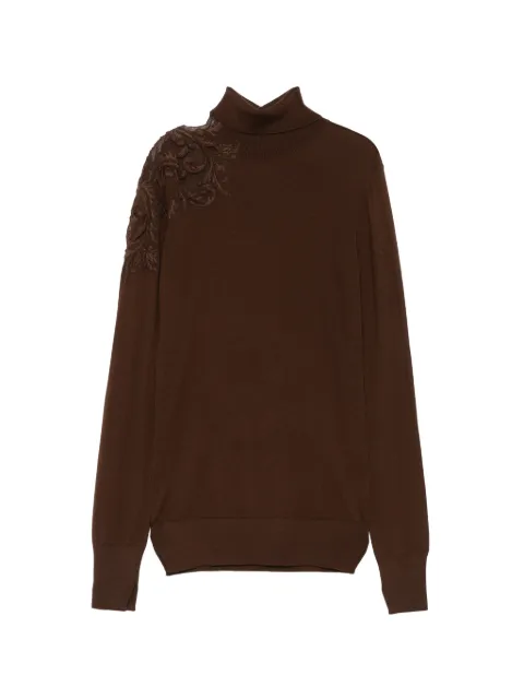 Ermanno Scervino lace-panelled roll-neck sweater Brown D495M310EAPATL