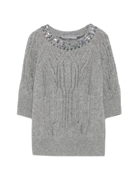 Ermanno Scervino crystal-embellished cable-knit cashmere sweater Grey D495L325RCTZTW