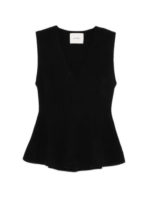Lisa Yang ribbed-knit V-neck top Black 2026432