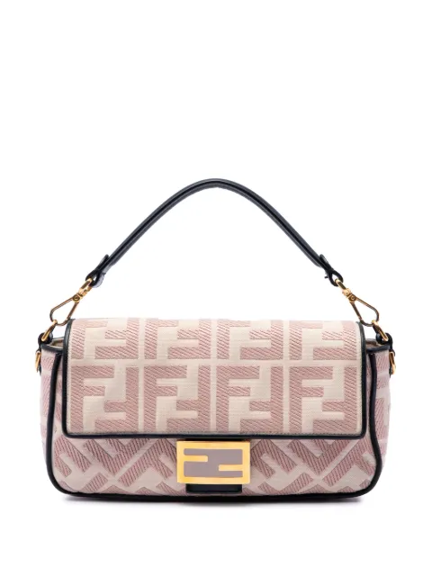 Fendi Pre-Owned 2010-2026 Zucca Embroidered Canvas Baguette satchel Pink YW9FKMLKY6MY2YRA