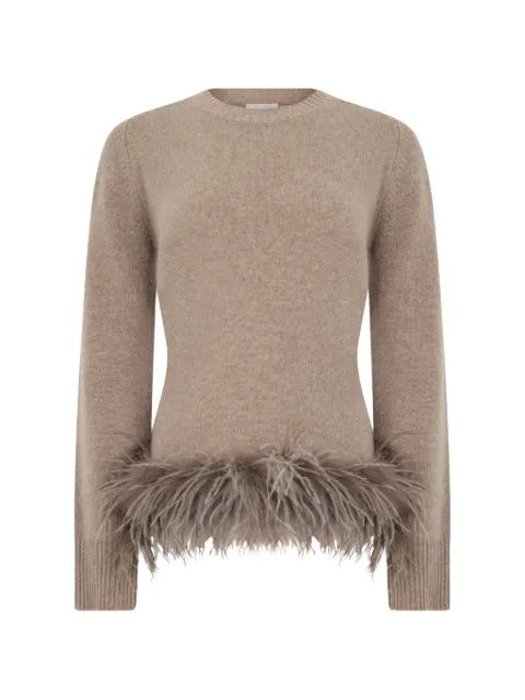 P.A.R.O.S.H. feather-trim tie-waist sweater Neutrals LESTATD510416
