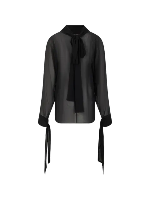 P.A.R.O.S.H. sheer tie-cuff blouse Black POLIDORI26WD313395