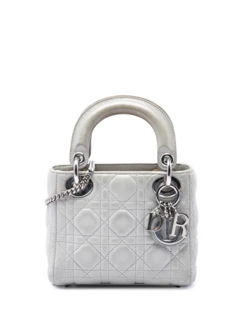 Christian Dior Pre-Owned 2015 Mini Iridescent Lambskin Cannage Lady Dior satchel Silver G73371QGDODLE6BD
