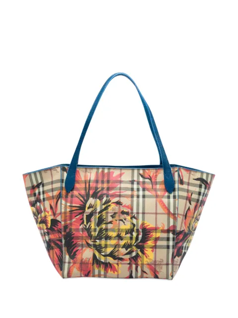 Burberry Pre-Owned 2000-2017 Small Haymarket Check Coated Canvas Floral Print Canterbury tote bag Neutrals FUYVQKX53AFO51R7