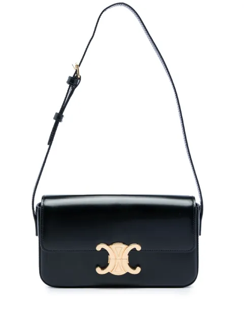 Celine Pre-Owned 2023 Shiny Calfskin Triomphe Claude shoulder bag Black WJNFIA8RXYXGLOY3