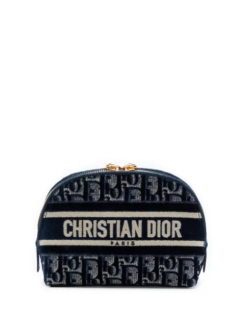 Christian Dior Pre-Owned 2021 Velvet Oblique Cosmetic pouch Blue WRW2N2Z332UAQ1R2