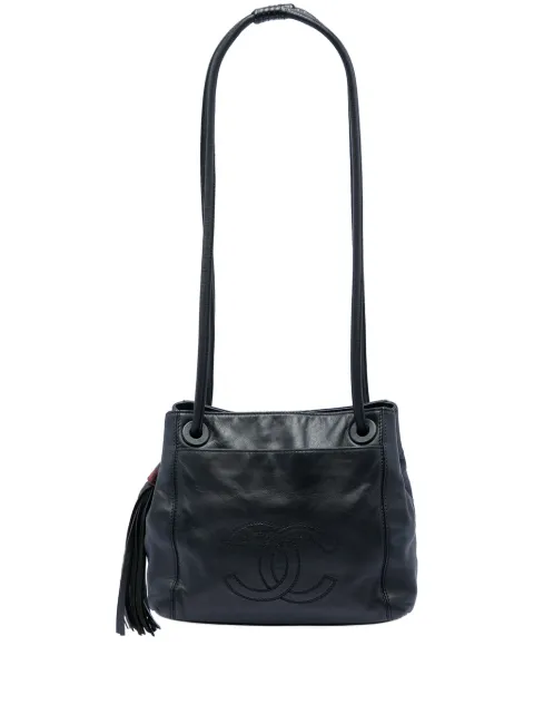 CHANEL Pre-Owned 1997-1999 CC Lambskin Tassel shoulder bag Black ELE7UQGTO74CSEHG