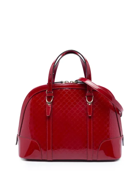 Gucci Pre-Owned 2016-2026 Small Microguccissima Patent Nice Dome satchel Red W5X1ZXBOK2F800O8
