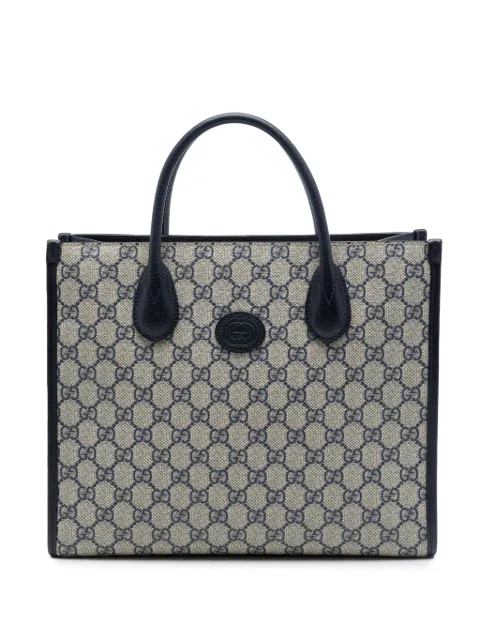 Gucci Pre-Owned 2016-2026 Small GG Supreme Interlocking G Tote satchel Blue EFFJZSVAASFH5M6R
