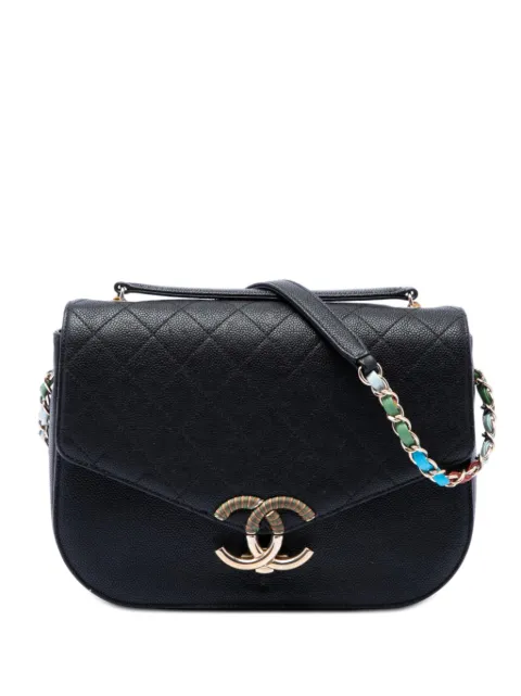 CHANEL Pre-Owned 2016-2017 Paris Cuba Medium Quilted Caviar Thread Around Flap satchel Black TP0X8Z1G3QC8QQ6O
