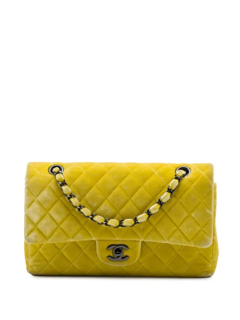 CHANEL Pre-Owned 2014-2015 Medium Classic Velvet Double Flap shoulder bag Yellow BV5H2URLACF4B99F