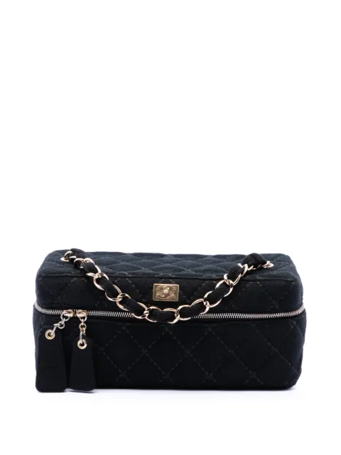 CHANEL Pre-Owned 2002-2003 CC Quilted Jersey Wild Stitch vanity bag Black RE8BCKSKB6B2QI31