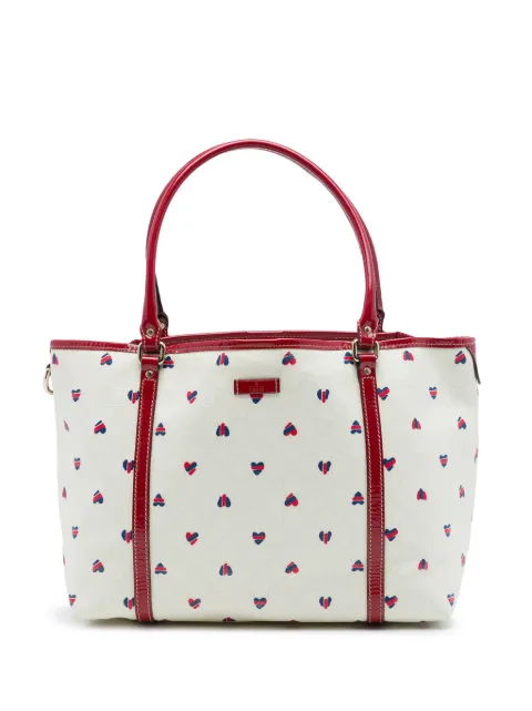 Gucci Pre-Owned 2016-2026 Medium GG Supreme Hearts Joy tote bag White BOIUXIXP9D3M8BV4