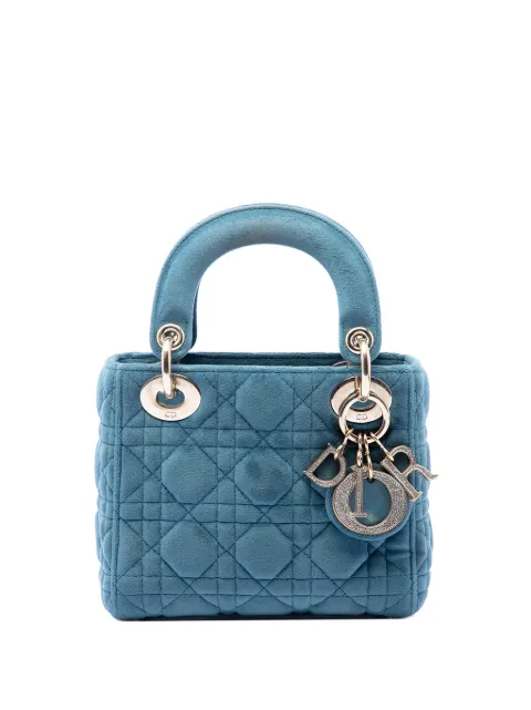 Christian Dior Pre-Owned 2020 Mini Velvet Cannage Lady Dior satchel Blue RDBW3R4W1VVZB9F7