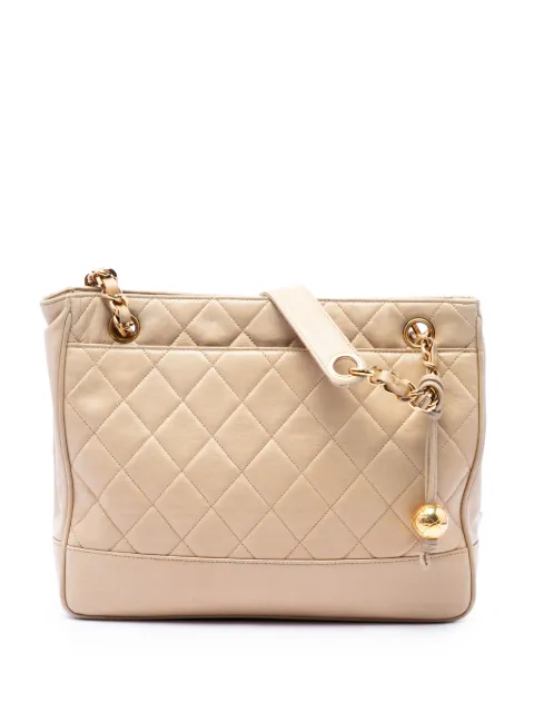 CHANEL Pre-Owned 1991-1994 CC Quilted Lambskin Coco Ball Chain shoulder bag Neutrals RD6KNXHZXUHX5F2D