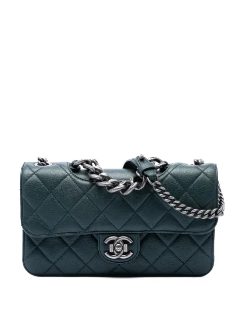 CHANEL Pre-Owned 2015-2016 Medium Quilted Goatskin Perfect Edge Flap satchel Green NLN4DB7Q95BUJDPS