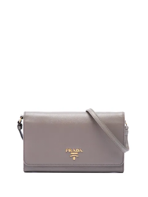 Prada Pre-Owned 2010-2026 Saffiano Wallet on Strap crossbody bag Brown MYSE9N7MRRF8R7NP