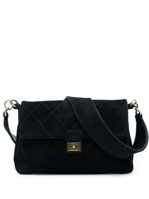 CHANEL Pre-Owned 2002-2003 CC Quilted Suede shoulder bag Black KAM82LL94UVCW8AQ