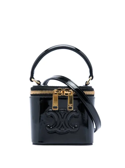 Celine Pre-Owned 2001-2026 Mini Patent Cuir Triomphe Vanity Case satchel Black JU74ST6U6UJL5B3H