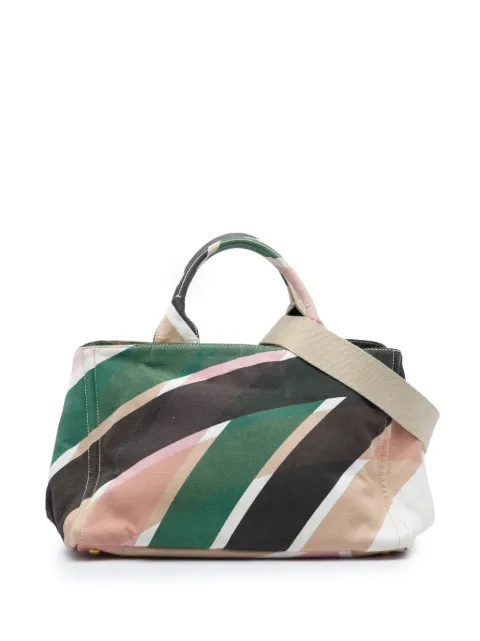 Prada Pre-Owned 2013-2026 Multicolor Printed Canvas Canapa satchel White J66Z7C5ETFJ9S924