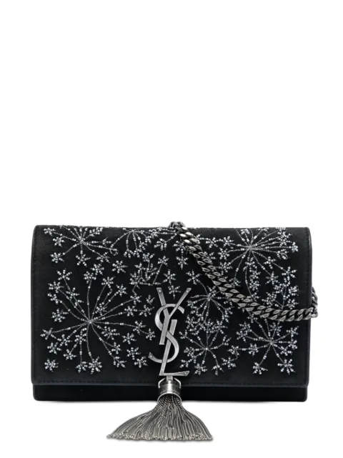 Saint Laurent Pre-Owned 2018 Beaded Suede Monogram Kate Tassel Wallet on Chain crossbody bag Black 53OVAA1ASK4AJLDX