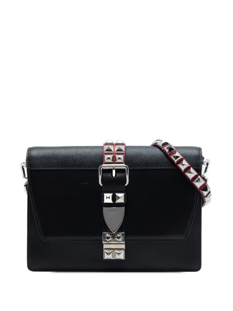Prada Pre-Owned 2010-2026 City Calfskin and Saffiano Studded Elektra crossbody bag Black 3ZY6KZQWIXNZVPBD