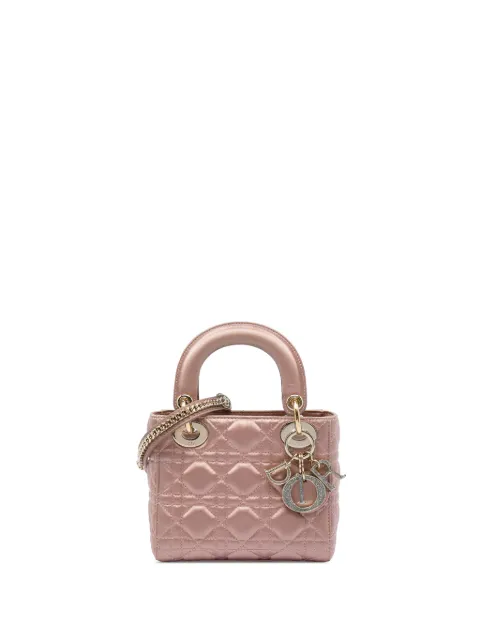 Christian Dior Pre-Owned 2019 Mini Satin Cannage Swarovski Crystal Lady Dior satchel Pink 9S1SCS03RWZFAFXH