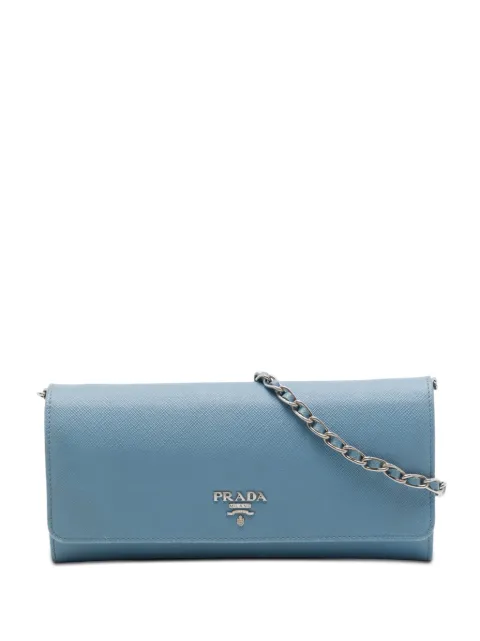 Prada Pre-Owned 2010-2026 Saffiano Wallet On Chain crossbody bag Blue 9OWSBAOH4D4AZZV9