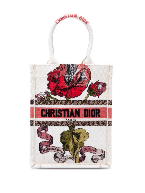 Christian Dior Pre-Owned 2020 Embroidered Canvas Fleurs Bibliques Vertical Book tote bag Brown OSBWVFROPA98MIOC