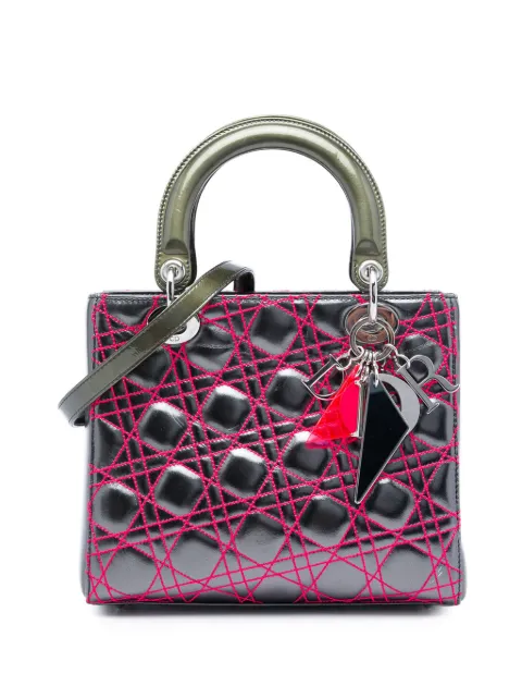 Christian Dior Pre-Owned 2011 Anselm Reyle Medium Metallic Lambskin Cannage Lady Dior satchel Grey NKDPJ6SCKBIB686Z