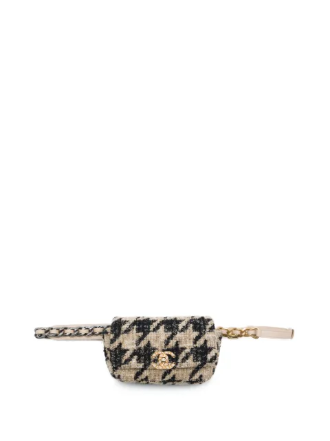 CHANEL Pre-Owned 2019 Houndstooth Tweed 19 belt bag Neutrals 7Q69Z019W0E9V7A2