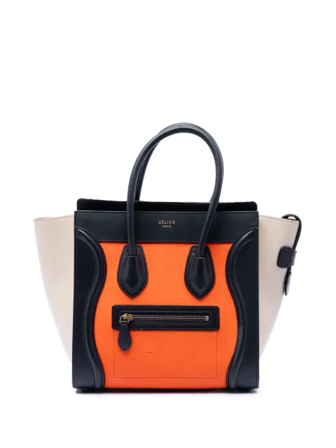 Celine Pre-Owned 2014 Micro Tricolor Leather Luggage Tote handbag Orange 790ZIJLV4DXF2FZV