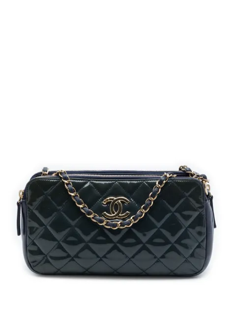 CHANEL Pre-Owned 2014-2015 Quilted Patent CC Crown Double Zip crossbody bag Blue 667Q4BE79HNWFGLI