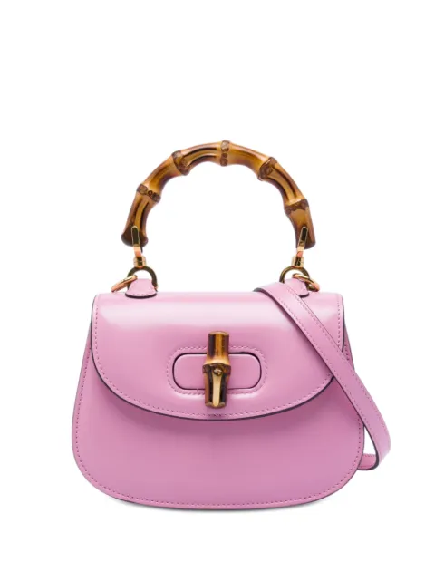 Gucci Pre-Owned 2016-2026 Mini Calfskin Web 1947 Bamboo Top Handle Bag satchel Pink JXKMS4ZVK9SXGZHB