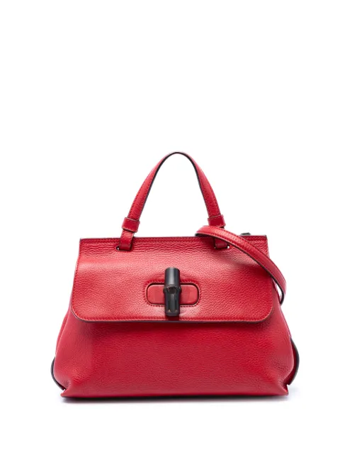 Gucci Pre-Owned 2016-2026 Small Calfskin Bamboo Daily satchel Red I36V3OVM4G09CQRV