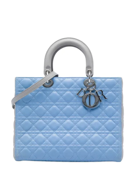 Christian Dior Pre-Owned 2014 Large Bicolor Lambskin Cannage Lady Dior satchel Blue IF30BJENSFSUX6BD