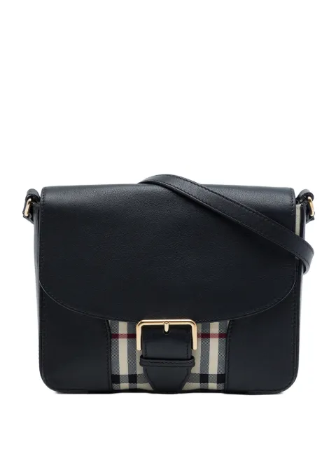 Burberry Pre-Owned 2000-2017 Small Haymarket Check Nylon and Leather Dickens crossbody bag Black 3U0B3VEWZM8CA8FO