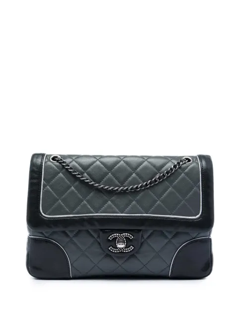CHANEL Pre-Owned 2015-2016 Paris Salzburg Medium Bicolor Quilted Lambskin Tyrolean Flap shoulder bag Grey 0WXJ52QBB8G39C1C