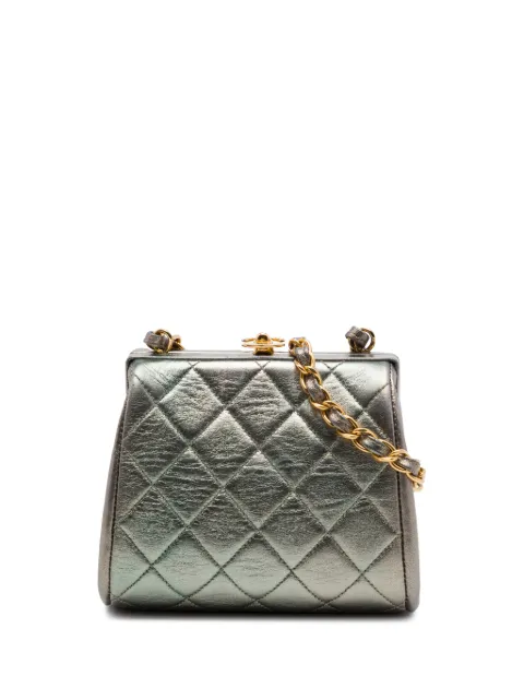 CHANEL Pre-Owned 1996-1997 Mini CC Quilted Metallic Lambskin Frame crossbody bag Silver 0XQRNCLG8HP8FYOA