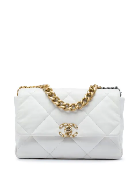 CHANEL Pre-Owned 2021-2026 Large Lambskin 19 Flap satchel White 0R8YYBRL7AH9KZN6